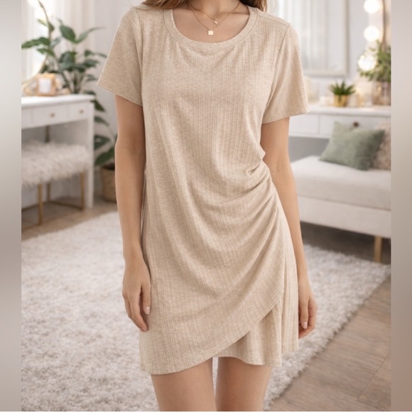 INC International Concepts Dresses & Skirts - INC International Concepts Beige Short Sleeve Casual Summer Mini Dress SZ XL